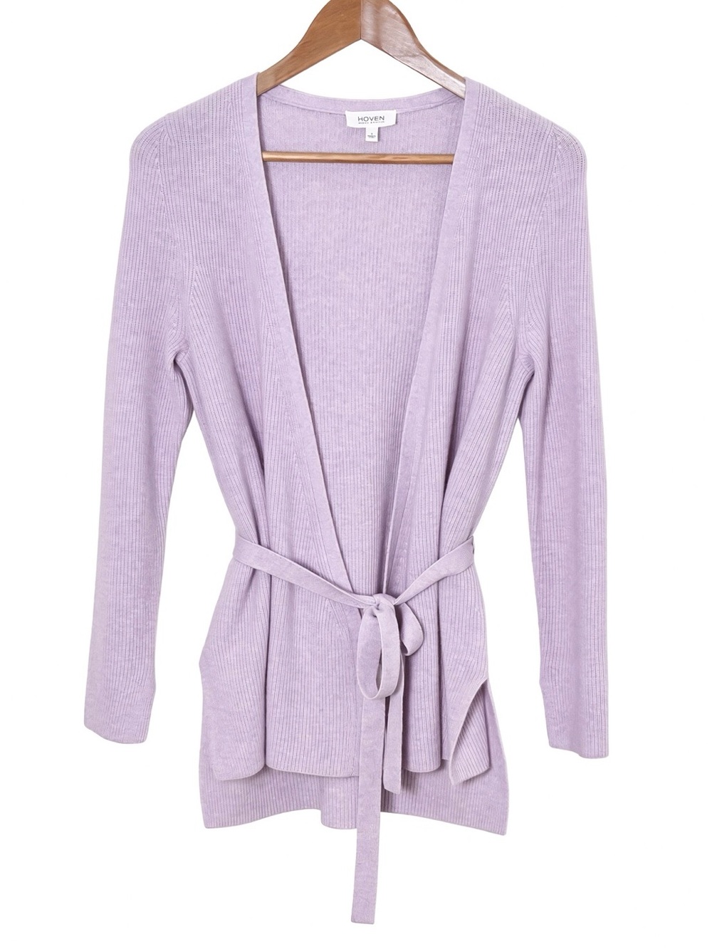 Talbots 100% Cashmere Haven Well Within Ribbed Wrap Cardigan S Lavender Pastel